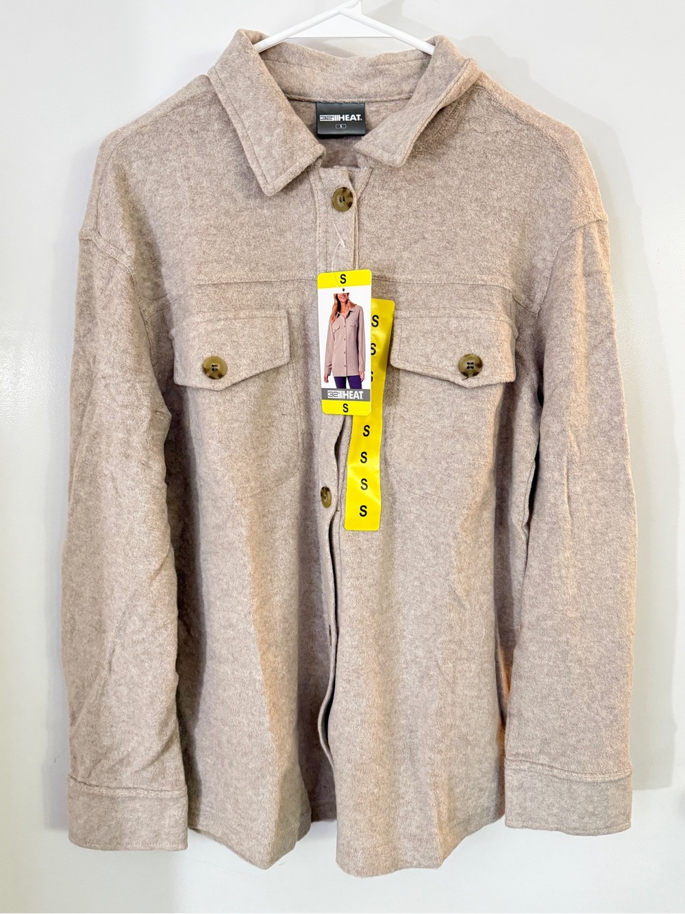 32 Degree Heat Cozy Neutral Button-Front Shacket Small